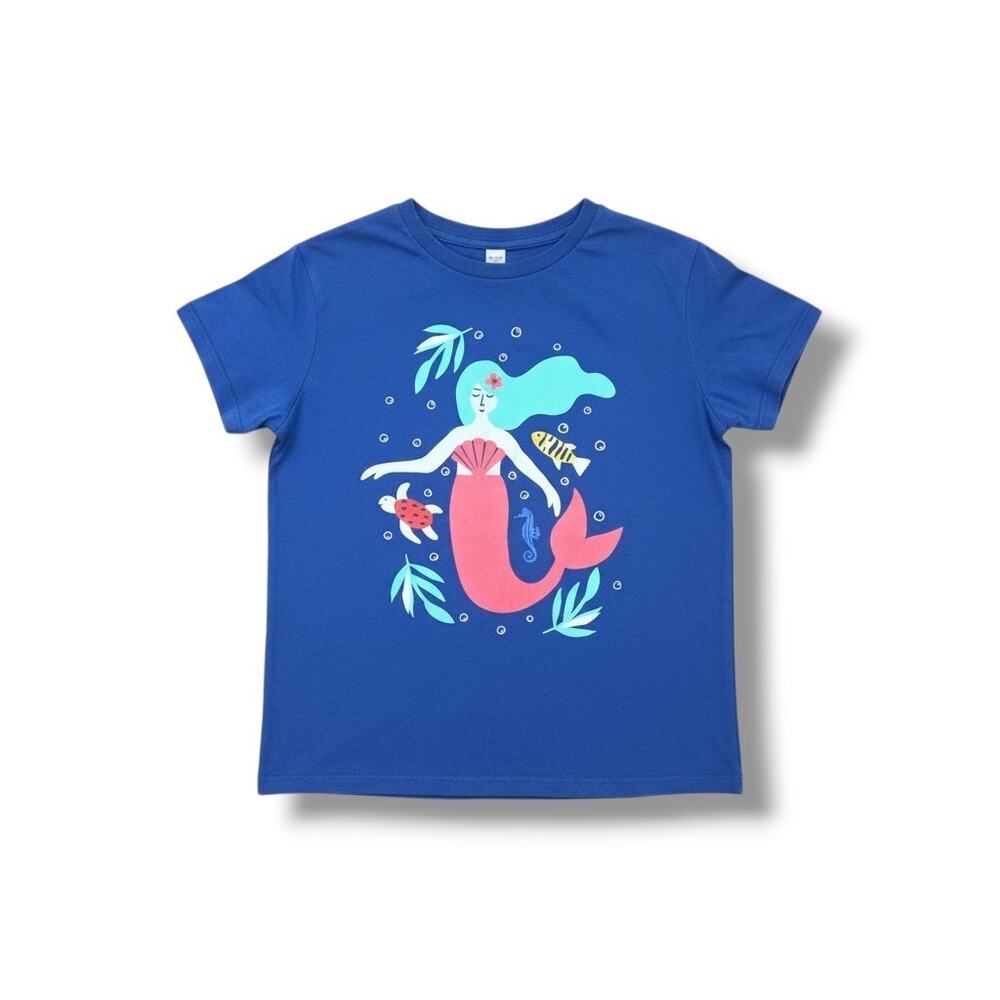 Hanna Andersson Girls 10 Blue Magic Mermaid Short Sleeve Graphic Tee